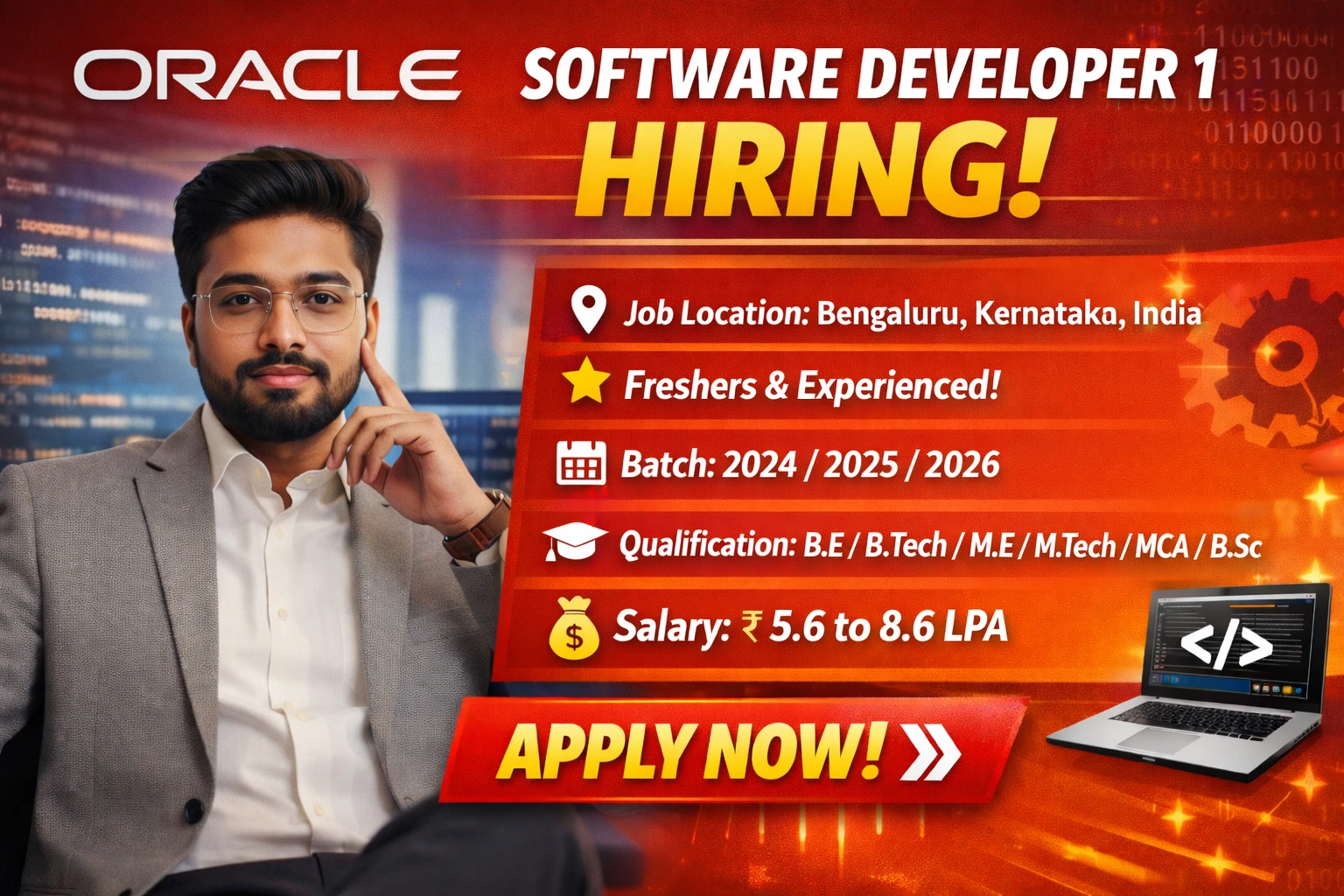 Oracle Off Campus Drive 2026: Hiring Software Developer 1 (0–2 Years) – Bengaluru 2 Oracle Off Campus Drive 2026