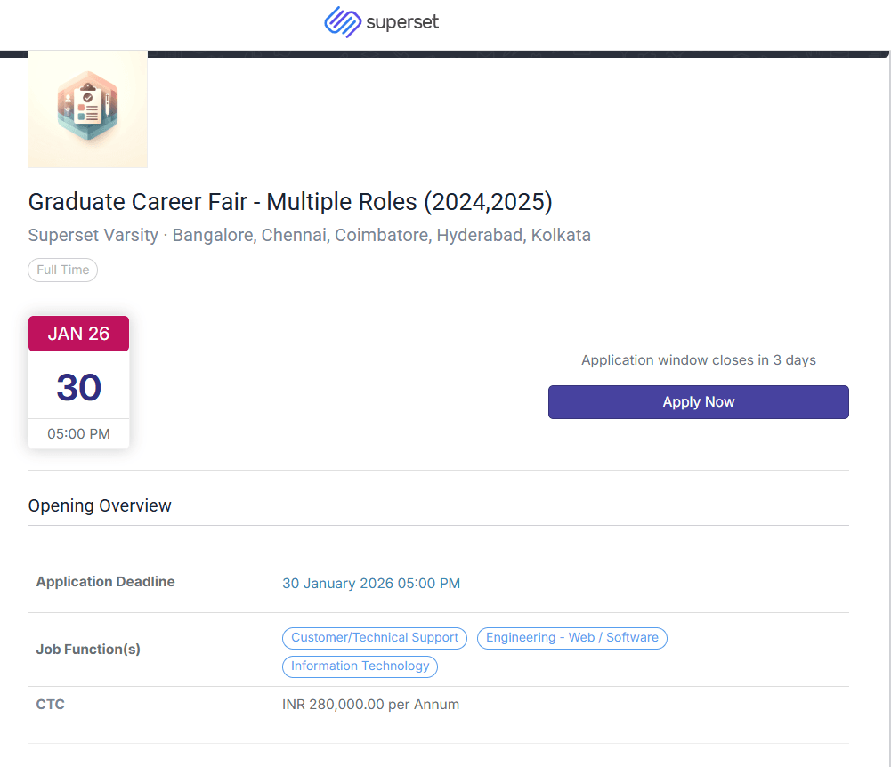 Superset Varsity Off Campus 2025: Graduate Career Fair Hiring for Multiple Roles (2024 & 2025 Graduates) 2 image 10