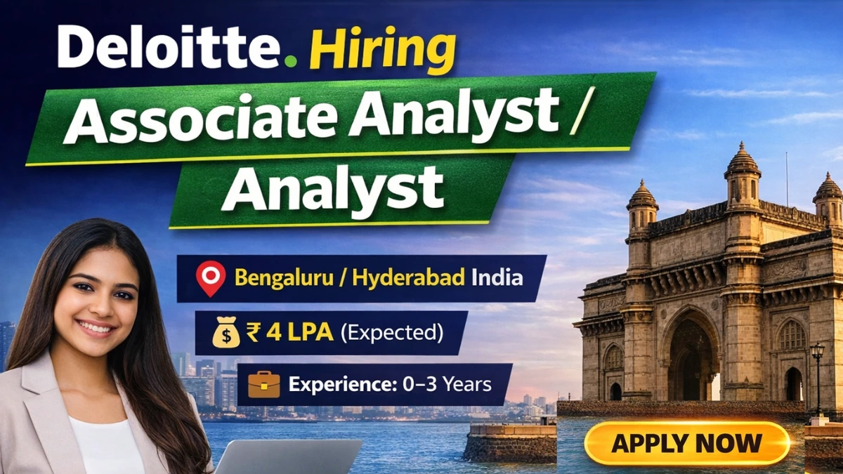 Deloitte Off Campus 2026 Hiring Associate Analyst For Freshers | 0–3 Years | Apply Now 3 Deloitte Off Campus Hiring 2026 is inviting applications for the Associate Analyst Analyst