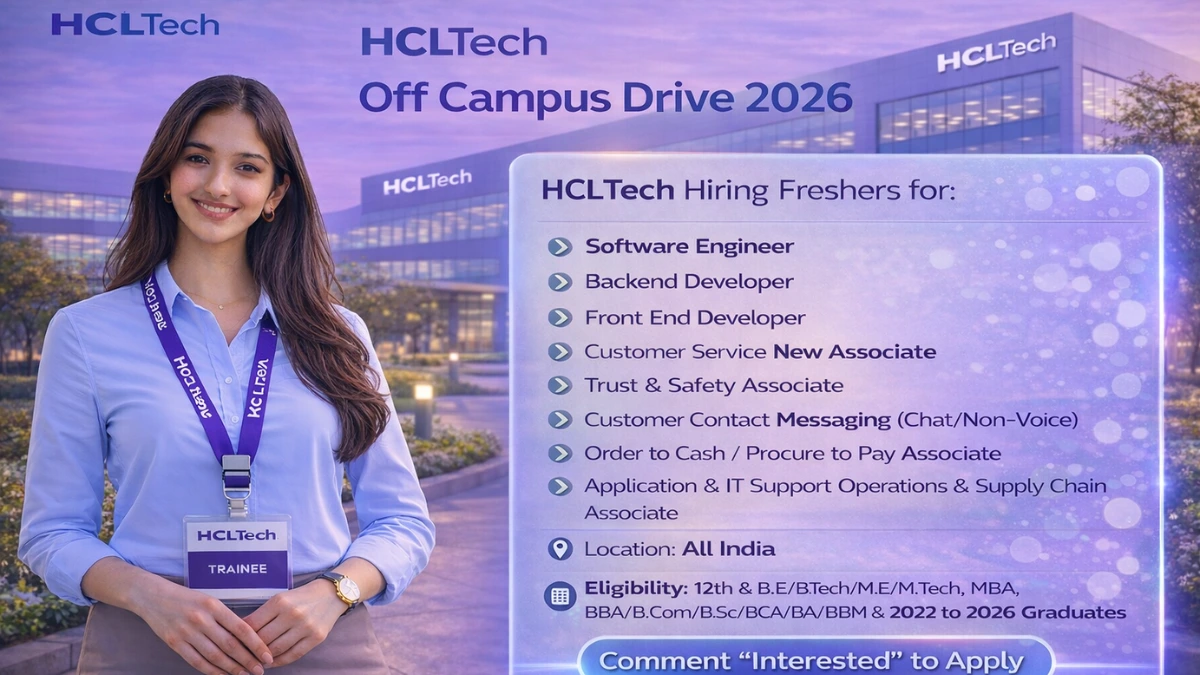 HCLTech Off Campus Drive 2026 – Multiple Roles | 12th to Graduates Eligible | IT & Non-IT Roles Apply 1 HCLTech Off Campus Drive 2026 – Multiple Roles | 12th to Graduates Eligible