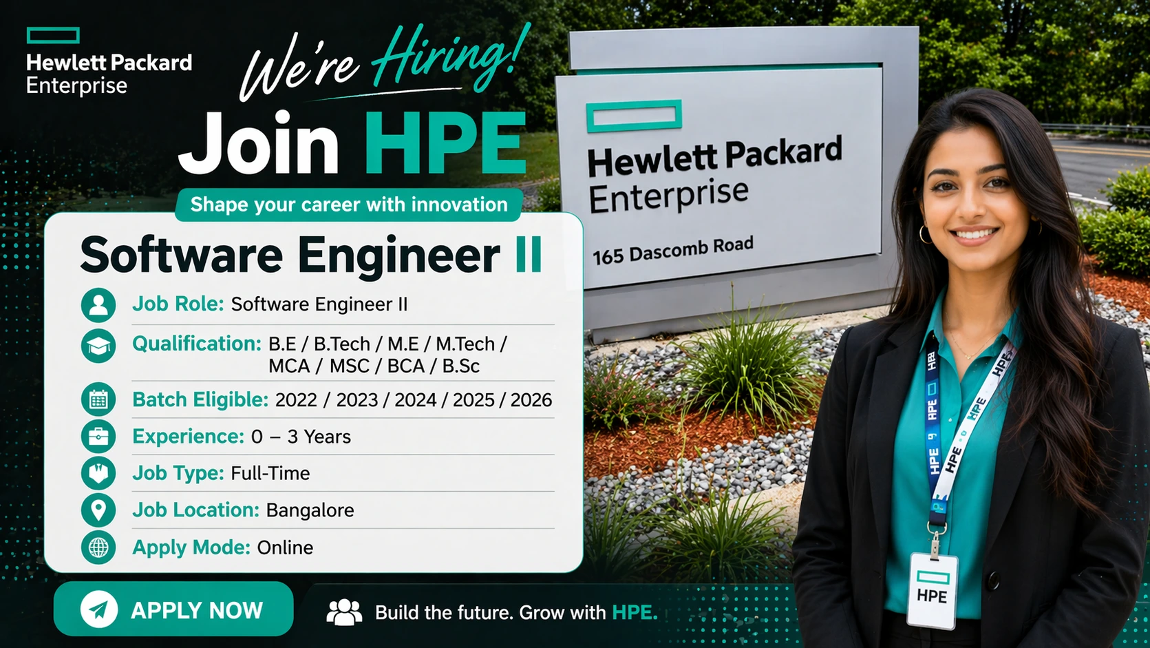 HPE Off Campus 2026 is now open for the position of Software Engineer II at its Bangalore