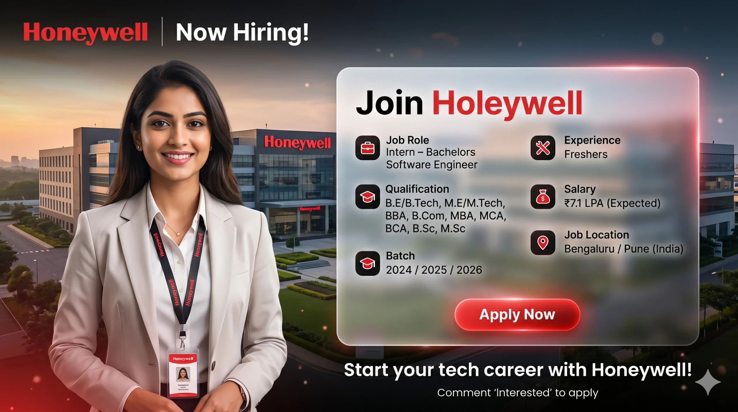 Honeywell Internship 2026 is inviting applications for the role of Bachelor’s Intern