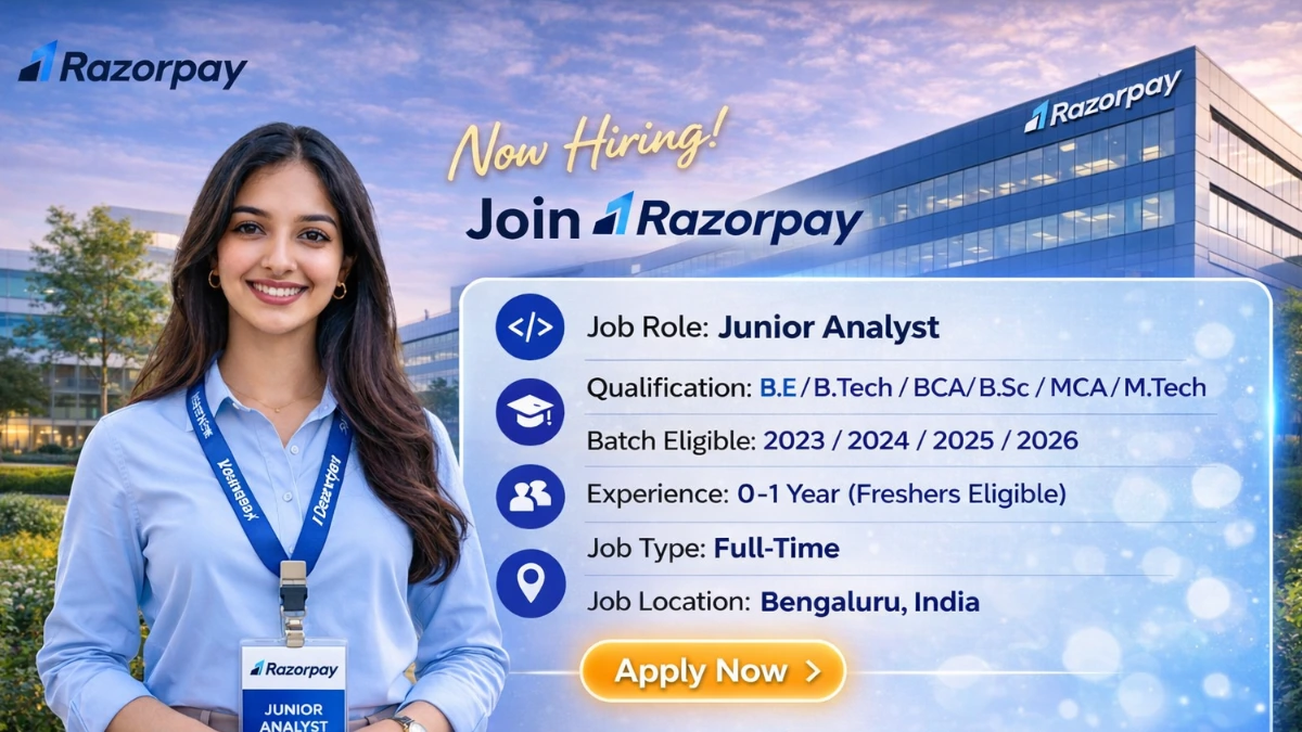 Razorpay Recruitment 2026 Hiring Junior Analyst – Bengaluru Job | Freshers Eligible | 2023–2026 Batch Apply Now 1 Razorpay Recruitment 2026 Hiring Junior Analyst