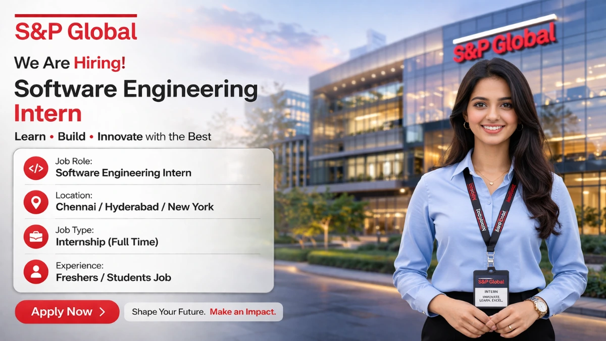 S&P Global Internship 2026 Hiring Software Engineering Intern – Chennai/Hyderabad/New York | Freshers Eligible Apply Now 27 S&P Global Internship 2026 has been announced to hire freshers