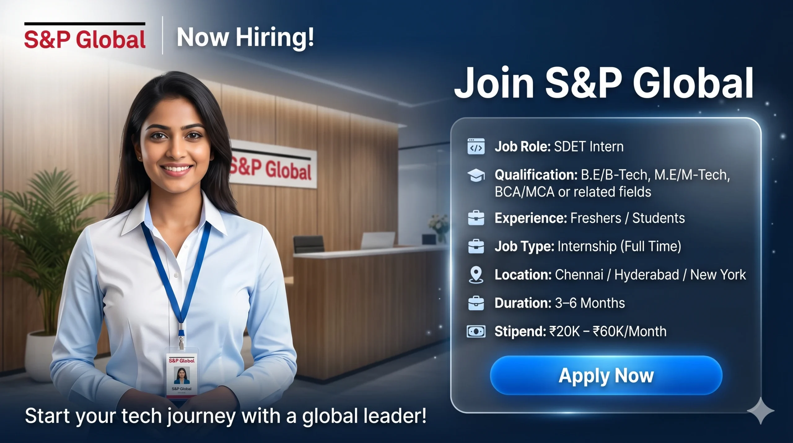 S&P Global Internship 2026 has been announced to hire freshers (students & recent graduates) for the SDET Intern