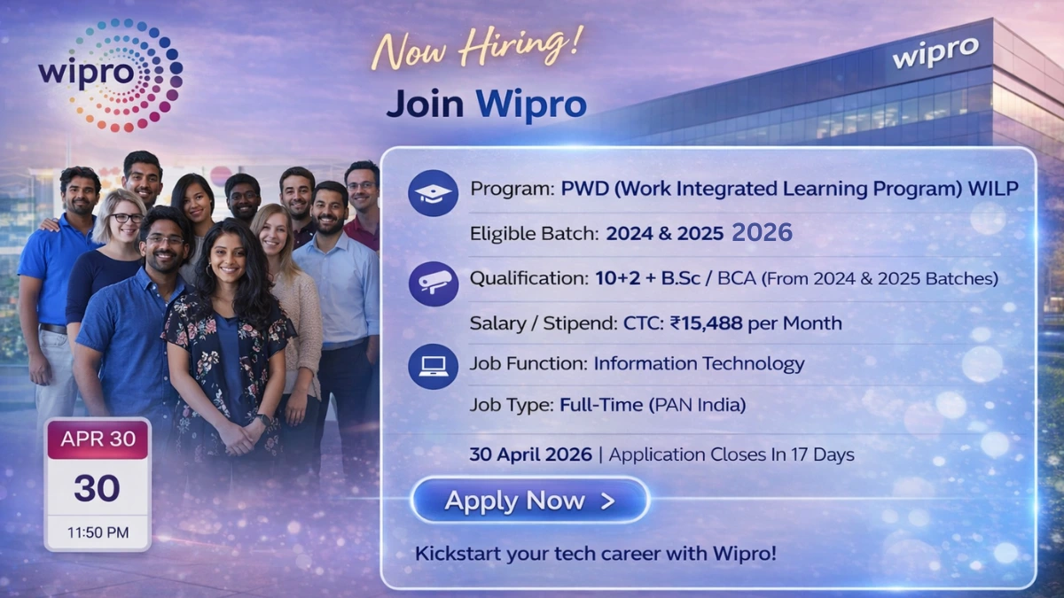 Wipro Recruitment for Work Integrated Learning Program (WILP) FY26 – 2024 & 2025 Graduates Apply Now 3 Wipro Recruitment for Work Integrated Learning Program (WILP) FY26 – 2024 & 2025
