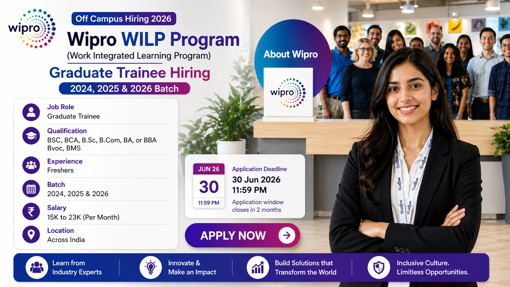 Wipro Recruitment for Work Integrated Learning Program (WILP) FY26