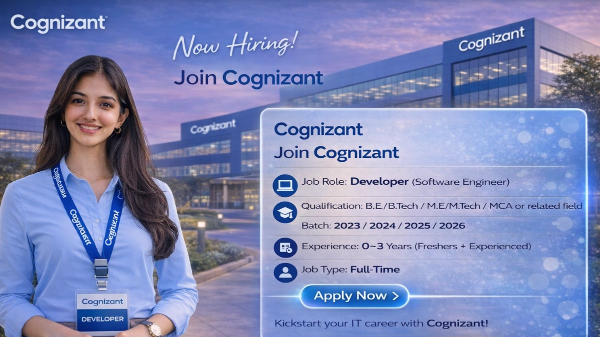 ognizant Recruitment 2026 is now open for the role of Developer at its Chennai Hyderabad Bengaluru location. Candidates from 2022, 2023, 2024, 2025, and 2026 batches