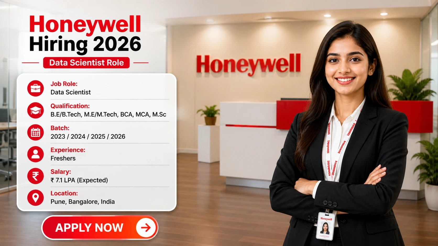 Honeywell Off Campus 2026 has been announced to hire freshers for the Data Scientist