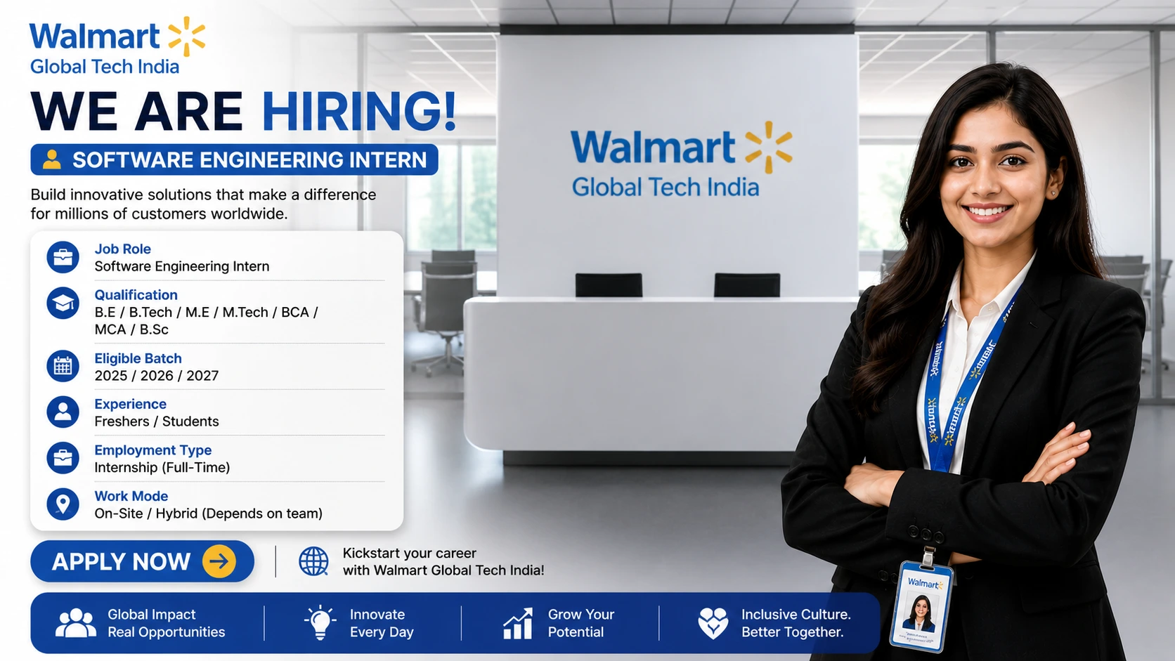Walmart Internship 2026 – is inviting applications for the role of Software Engineering Intern